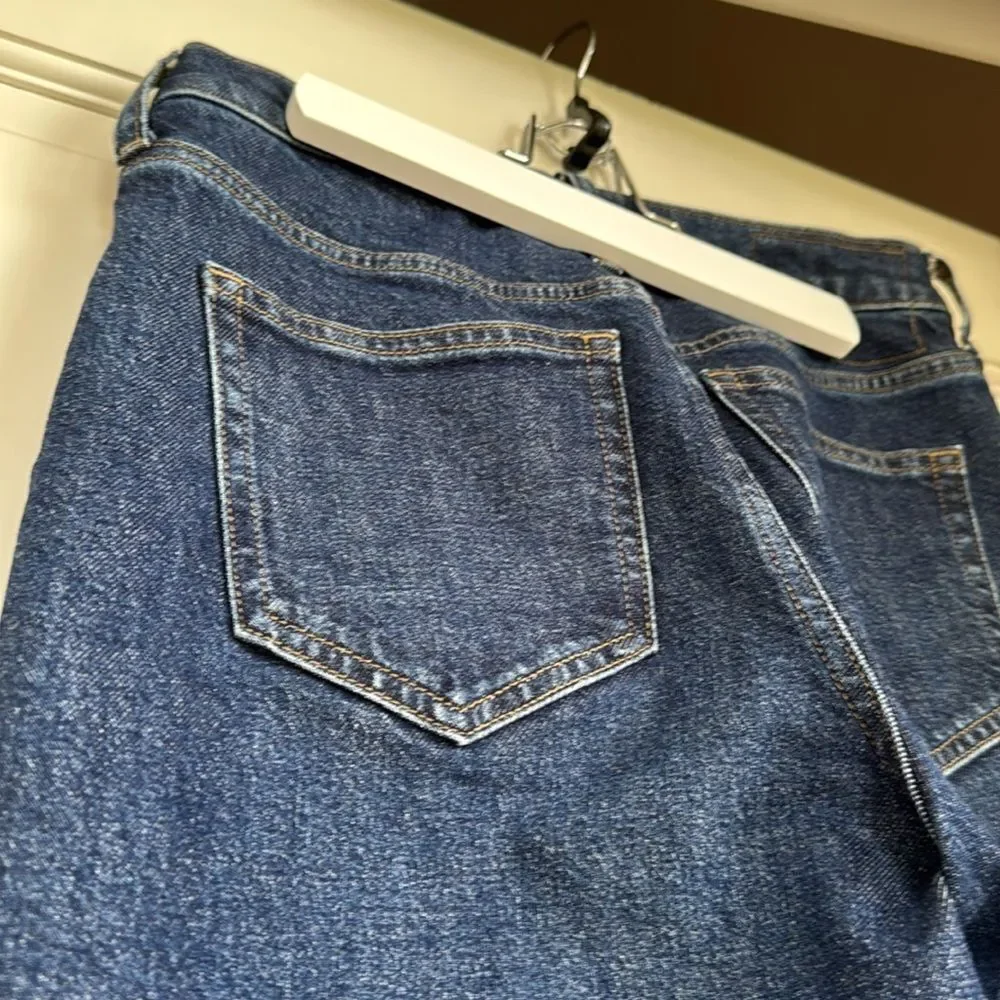 J. Crew Dark Indigo Straight Jeans Cropped, Like New Worn Once